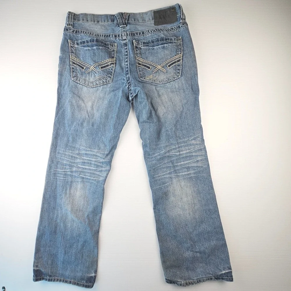 Axel Brand Wolcot Bootcut Jeans Mens 32x30 Distressed Destroyed Distressed Blue